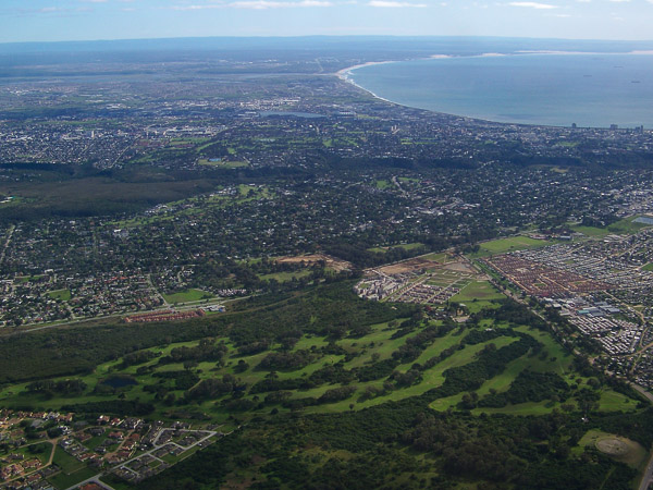 Blick vom Flugzeug auf Port Elisabeth